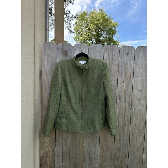 Rafael Woman’s Jacket Blazer full zip Green Career Dress Size 14 Fall Winter - Picture 2 of 8